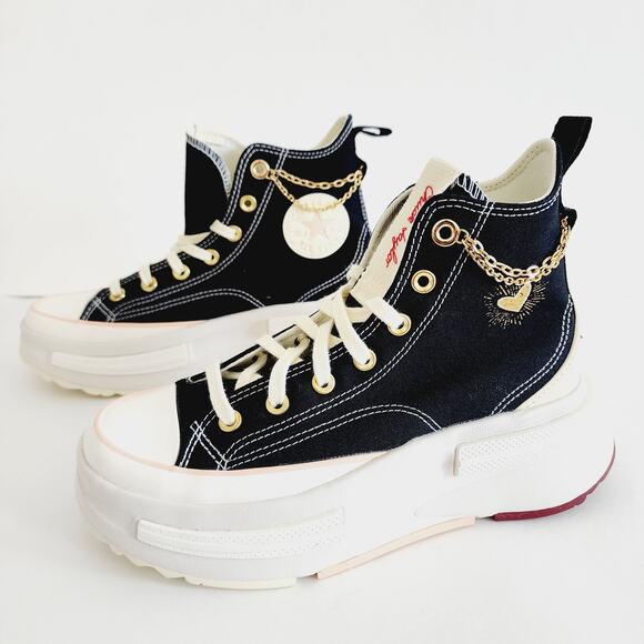 Converse Black and Gold Heart Chain Sneakers - Picture 6 of 11